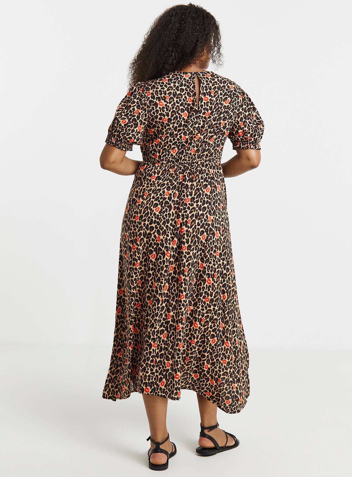 SIMPLY BE Leopard & Lips Print Viscose Midi Dress 32 - Image 2